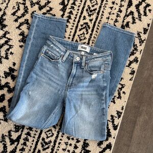 PAIGE Medium Blue Skinny Jeans with Light Distressing